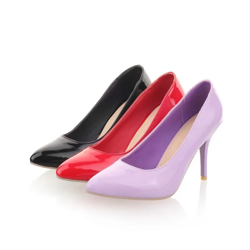 Ladies Sexy Plain Pointed toe Cover Heel Super Star thin high heels ...