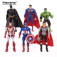 Superheroes 6pcs/set Iron Man Thor Captain America Batman Superman Hulk PVC Action Figures Toys 4″ 10cm Children’s Toys Gifts