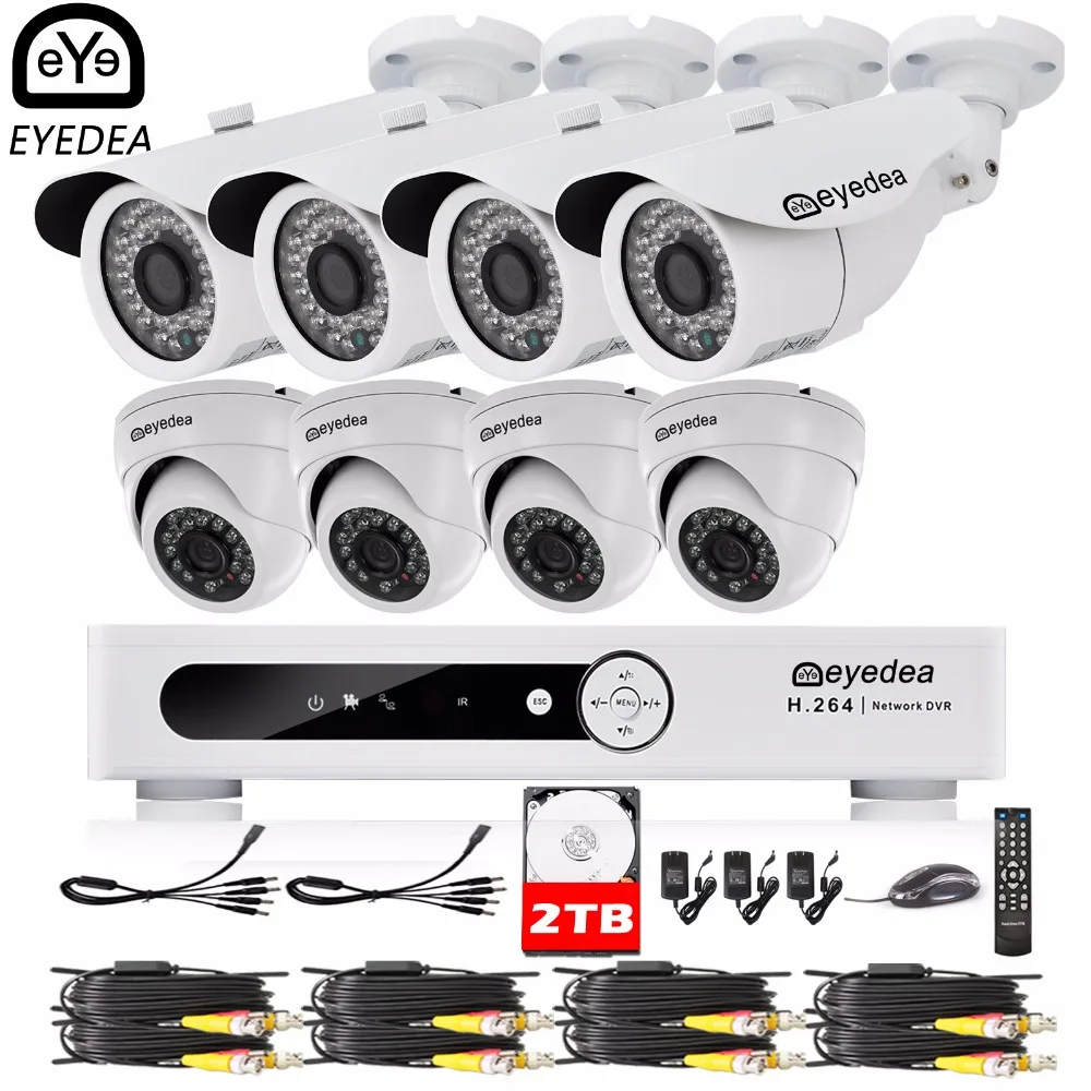 

Eyedea 16 CH Remote View HDMI Video DVR 1080P Bullet Dome CMOS Night Vision Grocery Surveillance CCTV Security Camera System 2TB