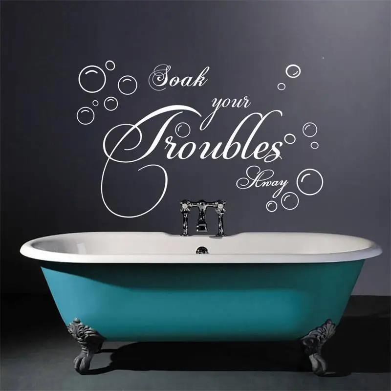 

Soak Your Troubles Away Quotes Wall Stickers Vinyl Art For Bathroom Decorations English Characters Home Diy Wall Decals