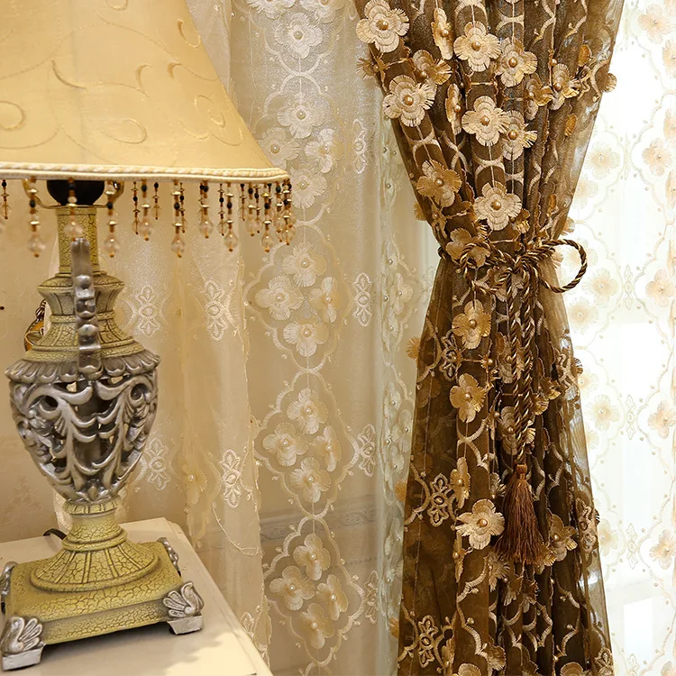 

New Korean European-style Curtains for Living Dining Room Bedroom Balcony Embossed Embroidery Screen Curtains