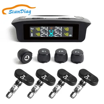 

SCANDIAG LCD Display 4 Internal / External Sensor Auto Security Alarm Systems Solar TPMS Car Tire Pressure Alarm Monitor System