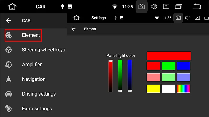 button lights on android stereo