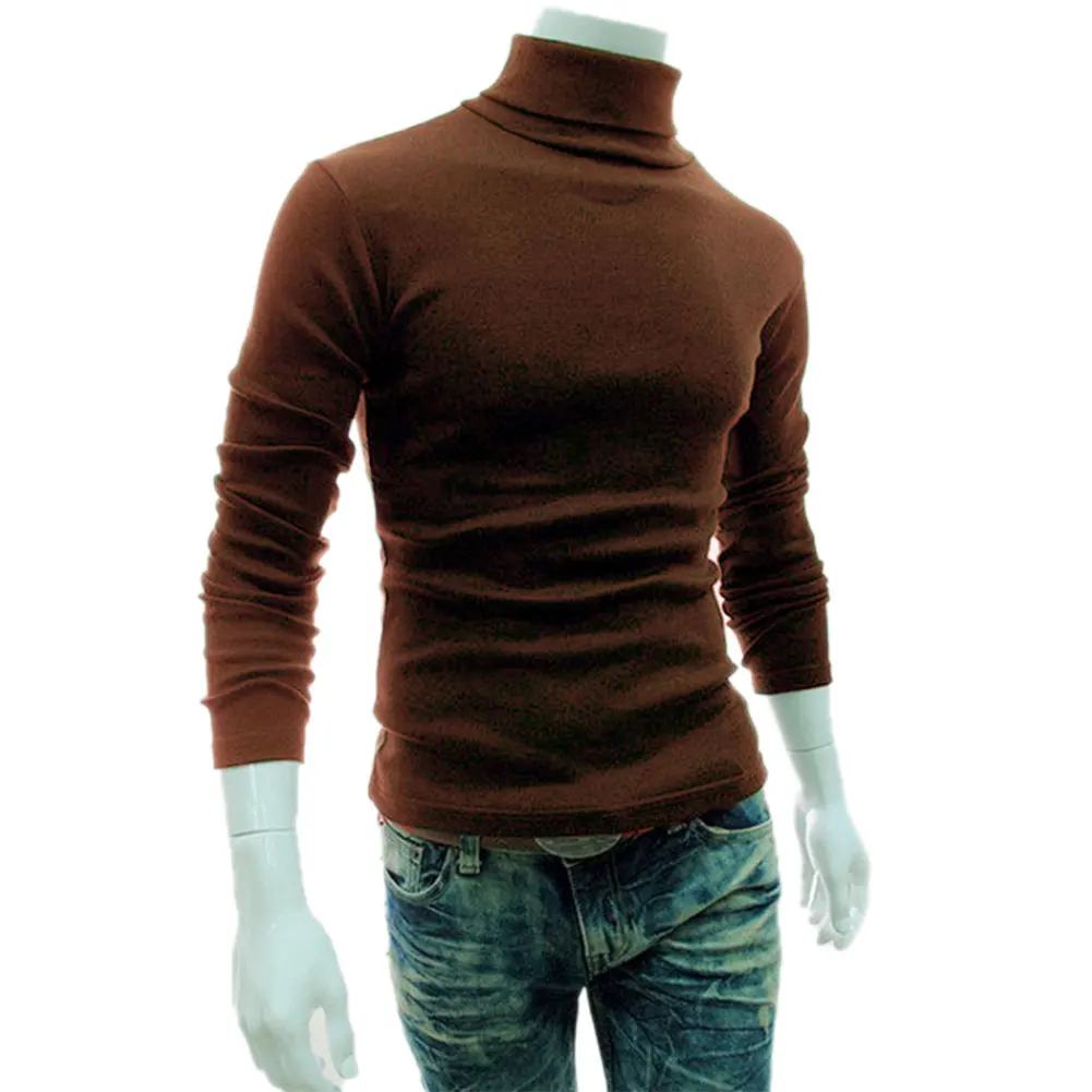 Jersey de punto de manga larga para hombre, jersey básico ajustado con cuello de tortuga, informal, dropshiping, dg88, Otoño e Invierno