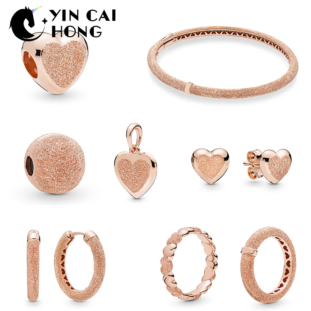 

YCH 100% 925 Sterling Silver Spring Preview Rose Matte Brilliance Hearts Ring Earring Bangle Clip Charm Launched in Succession