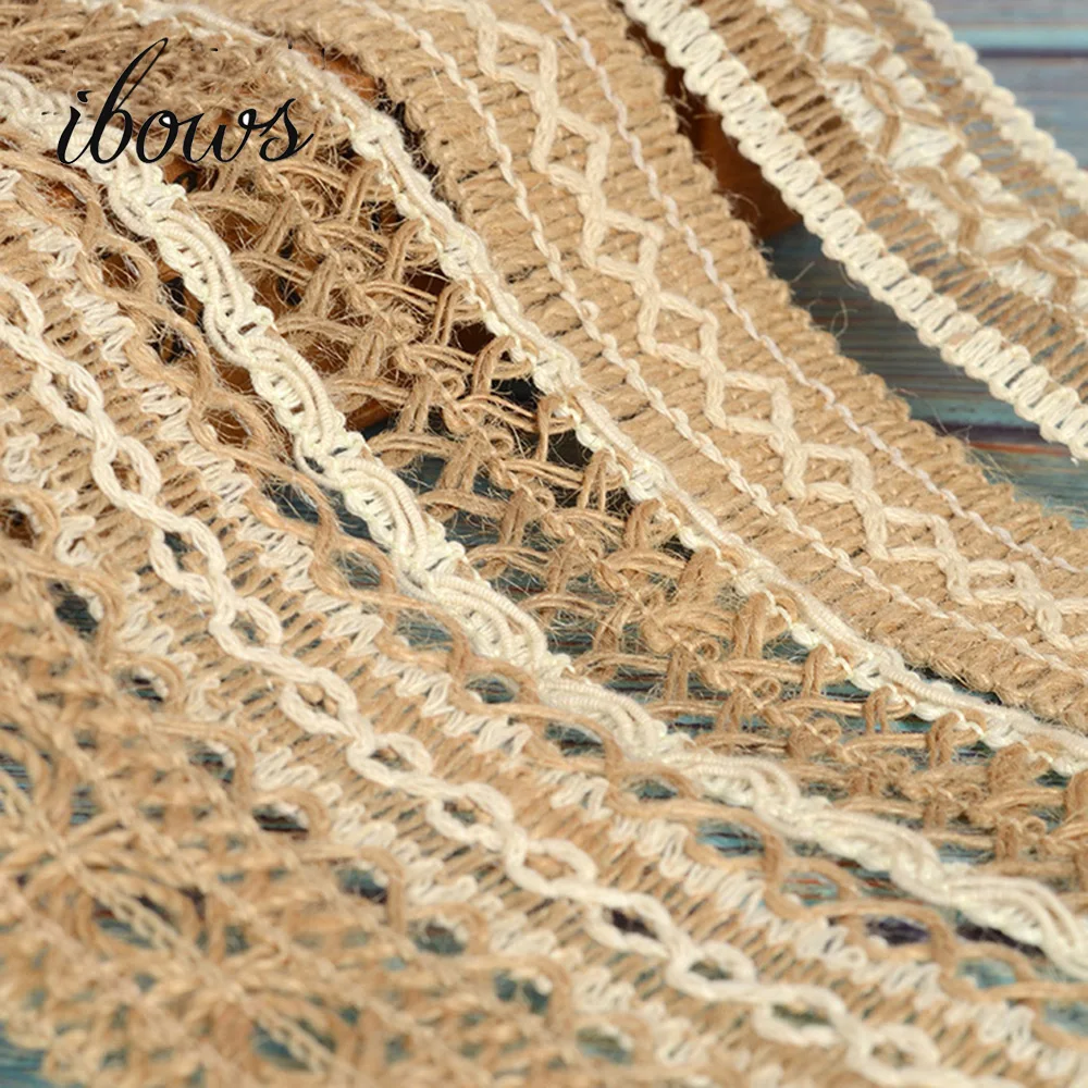 

(2Yards/Roll) 40MM Jute Burlap Ribbon Hollow Out Hemp Ribbon Braided Rope DIY Wedding Party Decoration Costume Craft Materials
