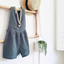 Ins европейский и американский летний льняной Комбинезон для маленьких мальчиков и девочек Повседневная модная детская одежда