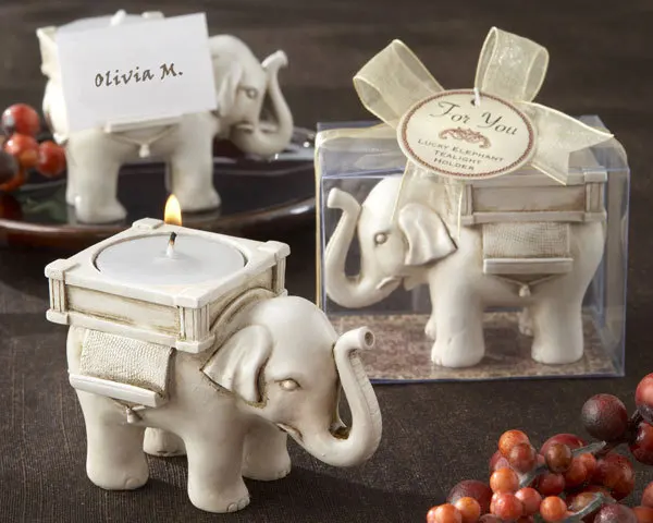 

Fashion Style and high quality Resin Ivory Lucky Elephant Tea Light Candle Holder Wedding Party Home Decoration Gift Durable
