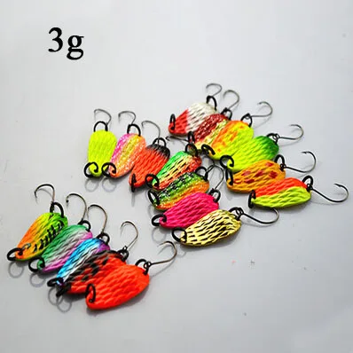

3g 10pcs/lot mixed colors fishing metal spoon lure metal hard bait swim bait single hook Japan fishing tackle free shipping