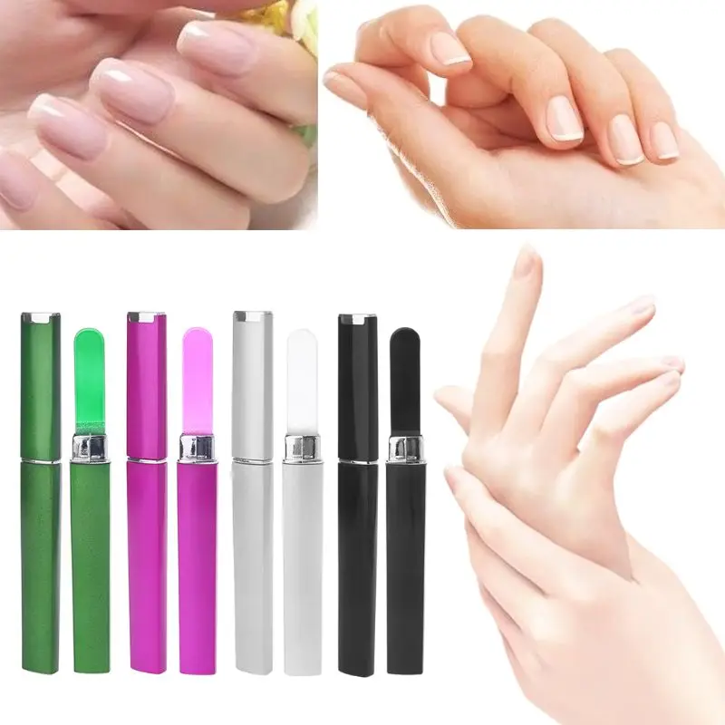 

1 Pc Durable Glass Nail Art File Manicure Device Tool With Case