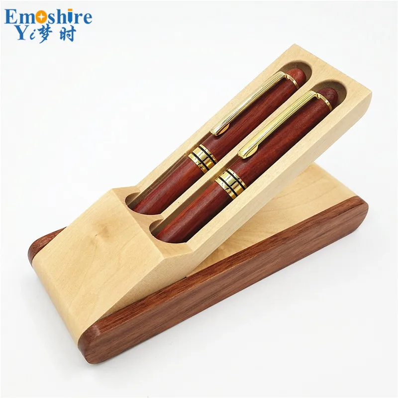 Emoshire Redwood pen three-piece suit Mahogany pen Mahogany pen Wood pen box Spot custom (9)