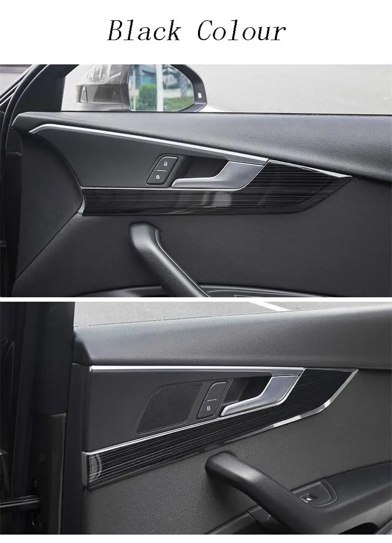 Автомобильный Стайлинг внутренняя ручка Крышка отделка дверной панели чаши наклейки Декоративная полоса для Audi a4 B9 Нержавеющая сталь Авто аксессуары