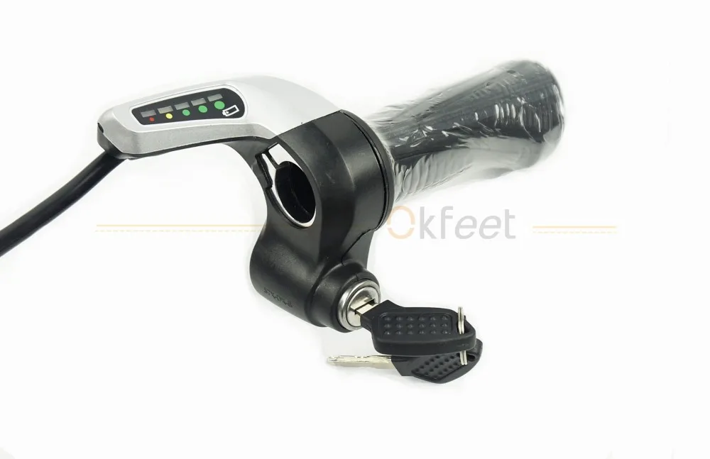 Perfect Okfeet Wuxing Throttle Electric Bicycle Conversion 57DX Right Twist Throttle with Battery Indicator Lock 11