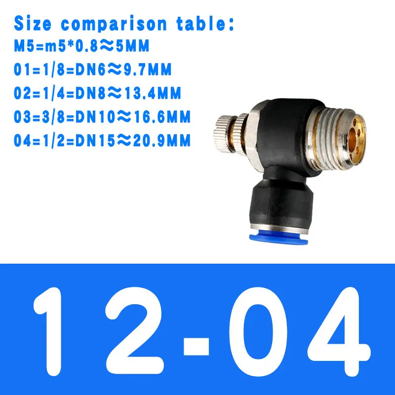Пневматический регулятор скорости потока 8 мм 6 мм 10 мм 12 мм OD шланг трубки 1/" 1/8" 3/" 1/2" BSP Мужской газовый воздушный поток предельный клапан Быстрый фитинг - Цвет: SL12-04