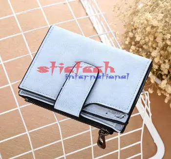 

by dhl or ems 100pcs Fashion Lady Letter Zipper Short Clutch Wallet Solid Vintage Matte Women Wallet Small Short Purse