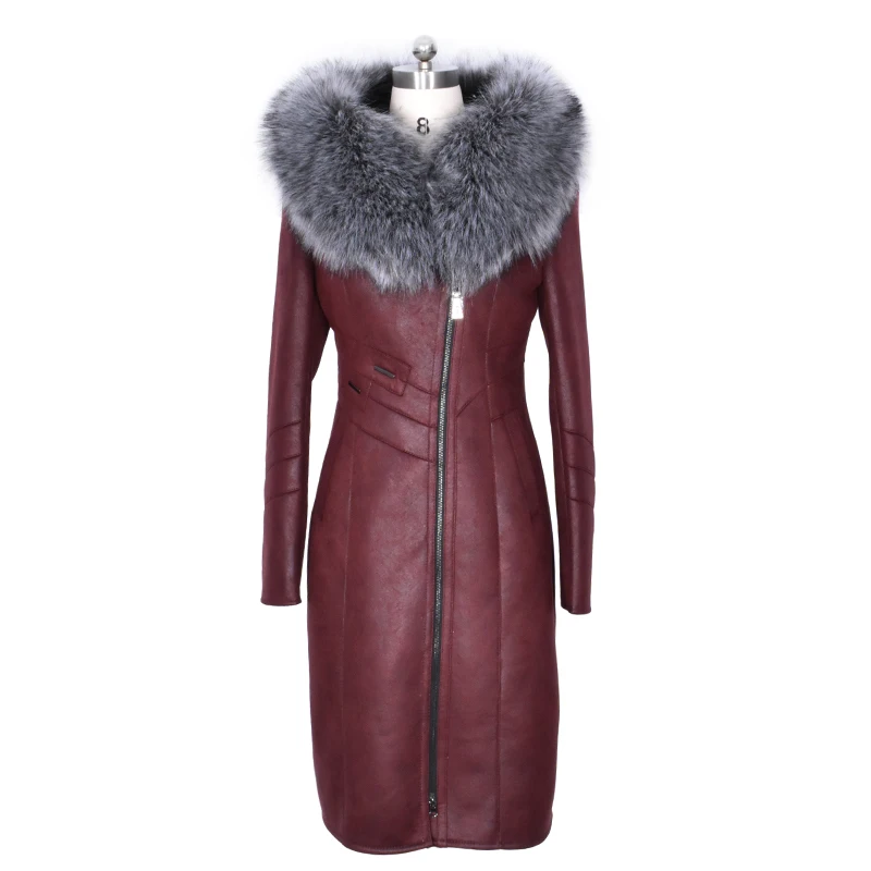 Casual warm slim thick hooded female plus size 6xl oversize suede Ladies Trench Coat Winter x-long high quality leather jacket