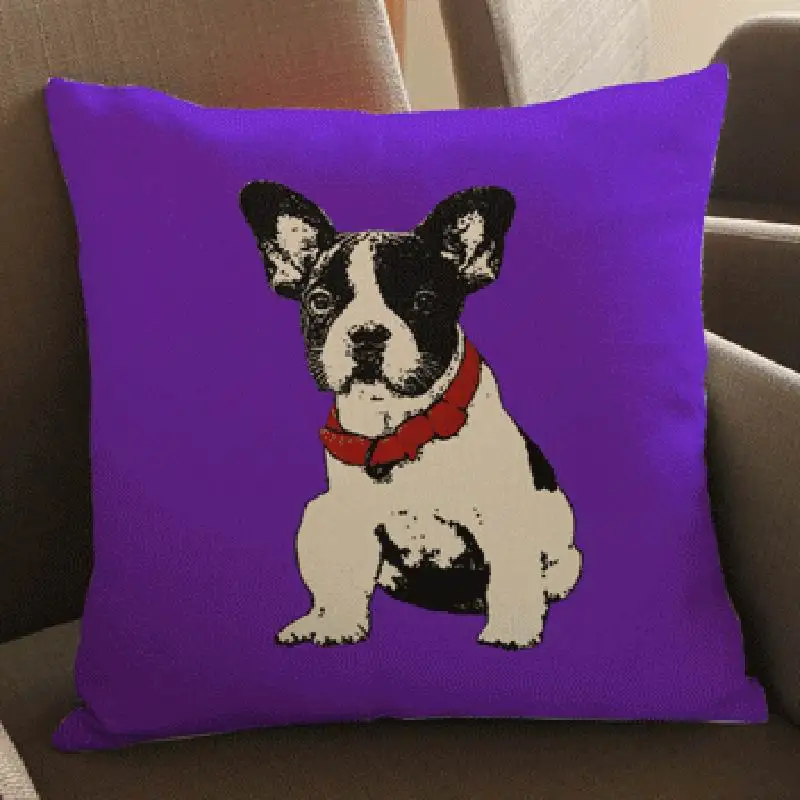 

Animal Printed Cushion Home Decoration Cute Dog Pattern Linen Cotton Cushion Cover Pillow Case on Sofa Car Chair Bedroom