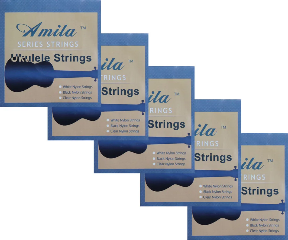 

5 Packs Ukulele Strings Hawaii Guitar Strings For Soprano Concert Tenor 21" 23" 26" Ukulele (Black White Clear Colorful Choose)
