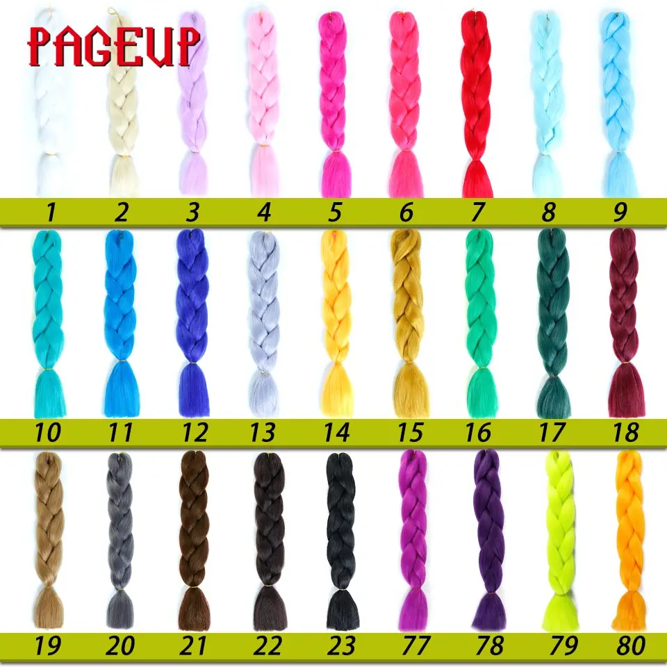 Pageup 24 Inches 105 Colored Synthetic Hair African Afro Jumbo Hair Braids Blue Pre Stretched Ombre Braiding Hair Extensions