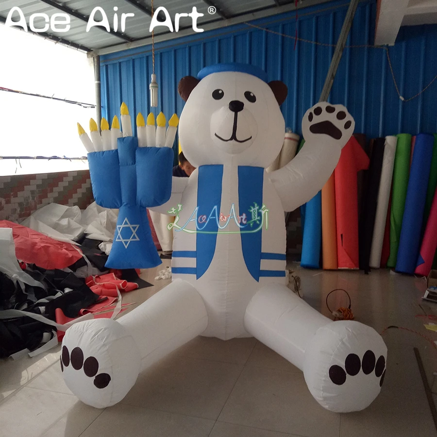  Hot sale inflatable bear with candle in handchanukah inflatable advertising and hanukkah holiday de