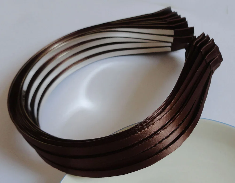 Dark Brown C25 10 шт разных цветов 5 мм Атлас заколки с лентой обычный металл ободки для волос для DIY украшения для волос, 5 мм ткань на подкладке провода повязки для волос - Цвет: Dark Brown C25