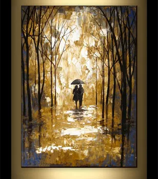 

Handpainted Modern abstract oil Painting Wall art Painting Forest landscape canvas oil painting Home Decoration for living room