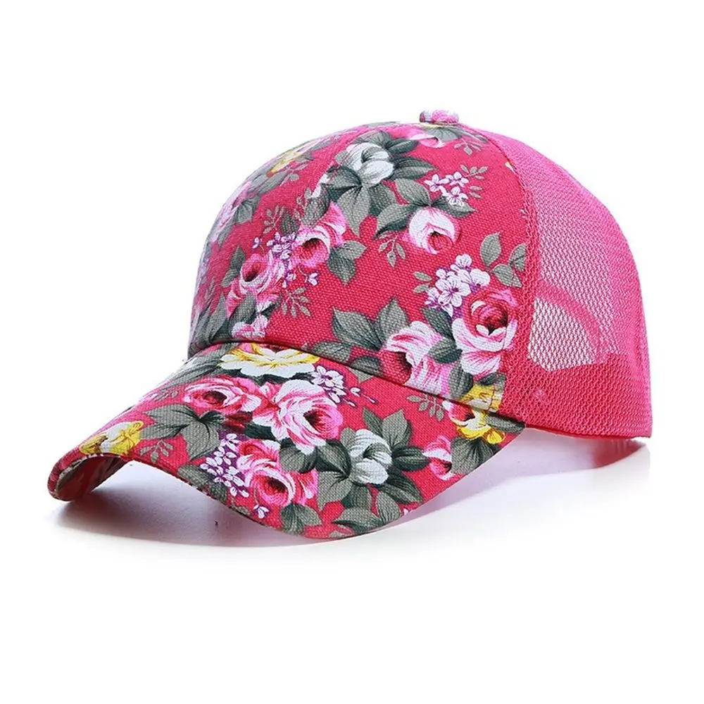1 PCS Mode Frauen Mädchen Mesh Baseball Kappe Weibliche Floral Gedruckt Hut Outdoor Sport Visier Sonne Kappe Geschenk Eine Größe