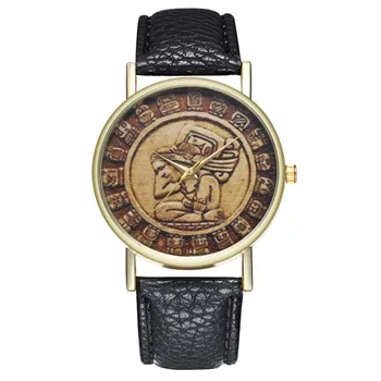 

FUNIQUE Vintage Women Men Bracelet Quartz Wrist Watch People Pattern Dail Casket For Decorations PU Leather Watch Dress Watch