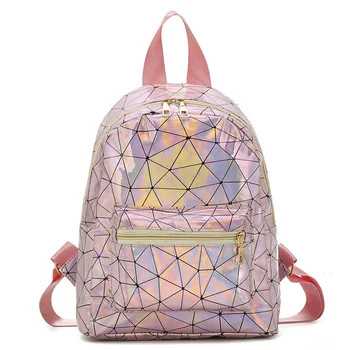 

2019 New Backpack Women Backpack Mini Travel Bags Silver Laser Backpack Women Girls Shoulder Bag PU Leather Holographic Backpack