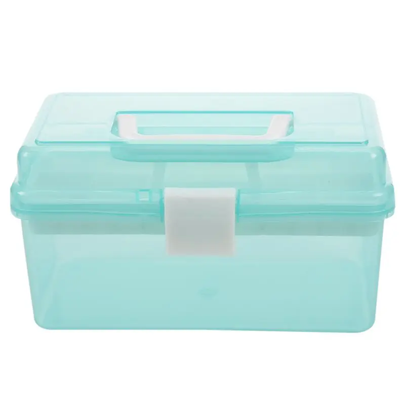 

Clear Turquoise Plastic Tray 2 Compartment Tool Storage Box Case