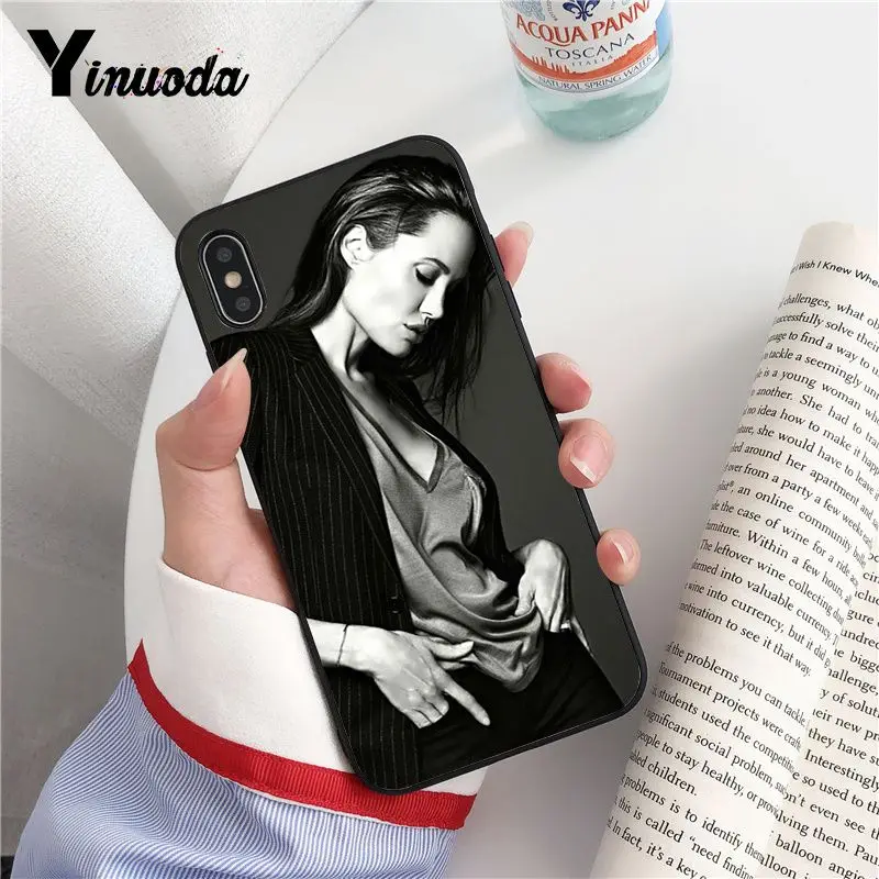 Yinuoda Angelina Jolie черный ТПУ мягкий телефон чехол для iphone 8 7 6 6S Plus 5 5S SE XR X XS MAX Coque Shell Fundas Capa