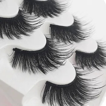 

5 Pairs Eyelash Mink 3D Natural Cross False Eyelashes Handmade Reusable Curly Thick Long Black Soft Fake Lashes for Beauty Tools