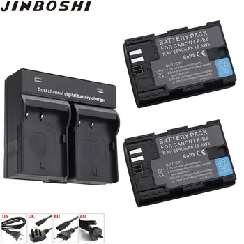 

2Pcs 2650mAh LP-E6 LP E6 lpe6 Battery + LED Dual Charger for Canon EOS 5D 5D2 5DS R Mark II 2 III 6D 60D 60Da 7D 7D2 70D 80D