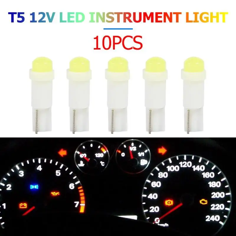 

10pcs T5 3D COB LED Bulbs for Car Interior Instrument Panel Light Reading Lamp Low Power Consumption And Energy Saving