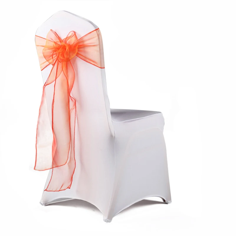 RUBIHOME (20pieces/lot) Orange Blue Voile Chair Sash Band Silk Ribbon