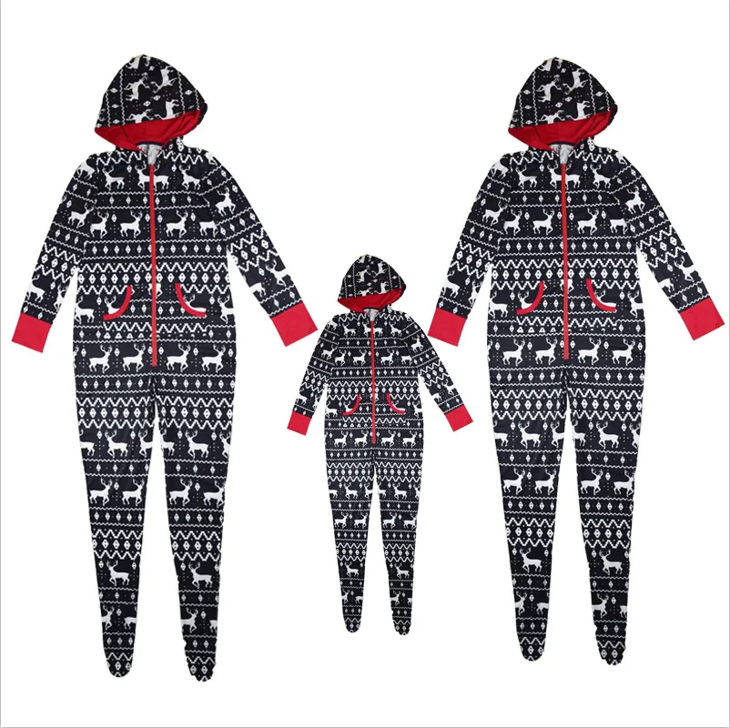 Семейные рождественские пижамы; одинаковые комплекты для папы и сына; рождественские пижамы для пары; одежда для мамы и дочки с оленем; детские комбинезоны