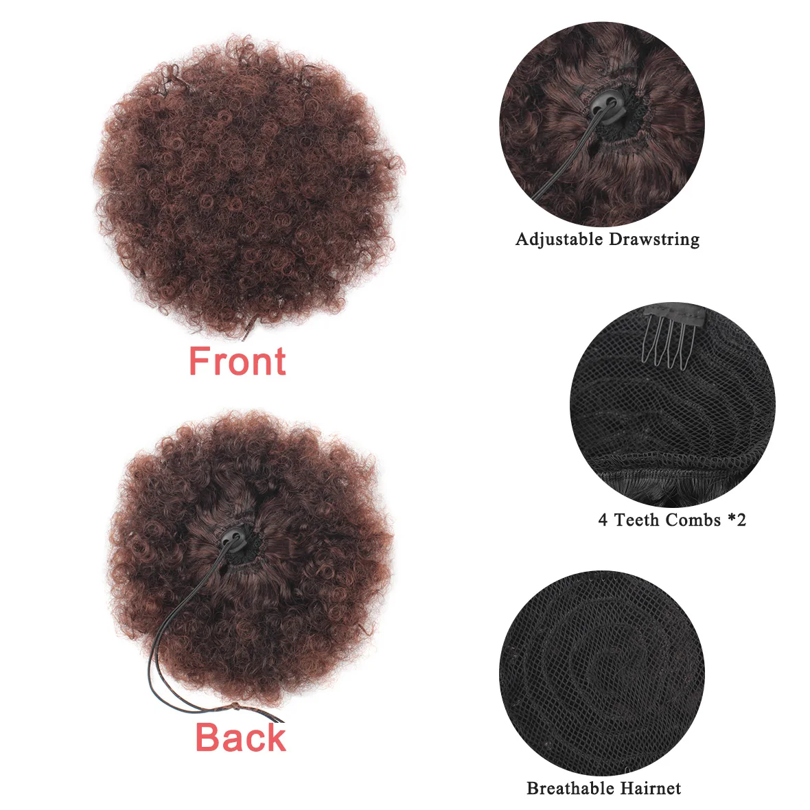 Leeven Ponytail High Hair Puff Clip in Chignon Bun Hairpiece Afro Kinky Curly Synthetic Drawstring ponytail Hair Extensions