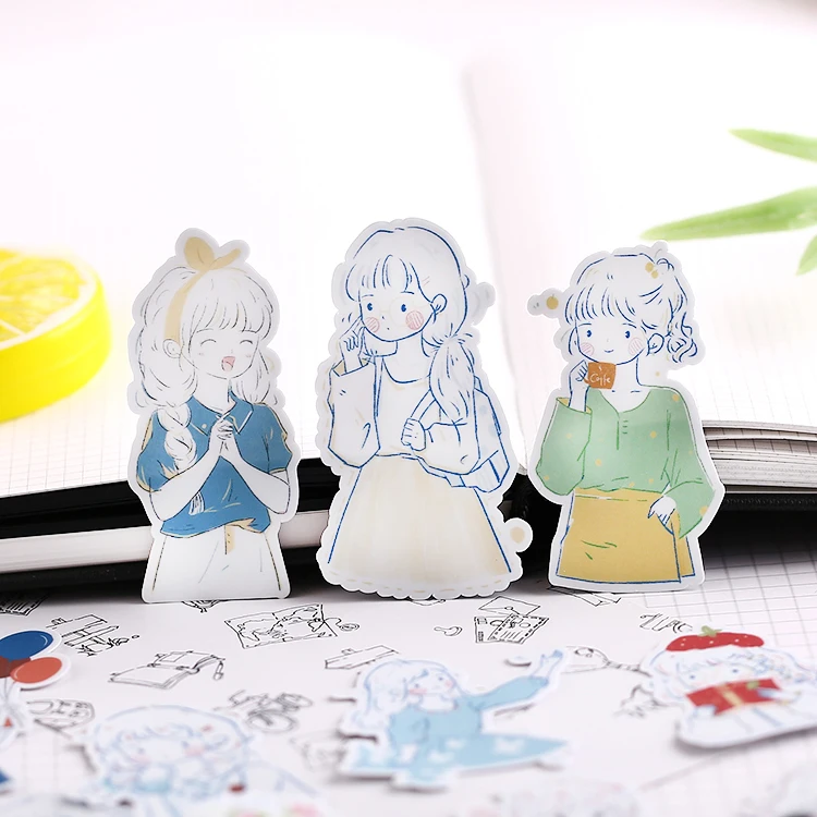 

20pcs cute Cartoon girl's set stickers Diy Scrapbooking Fashion Laptop Snowboard Decor Car Styling Decal Fridge Doodle Kid Toy