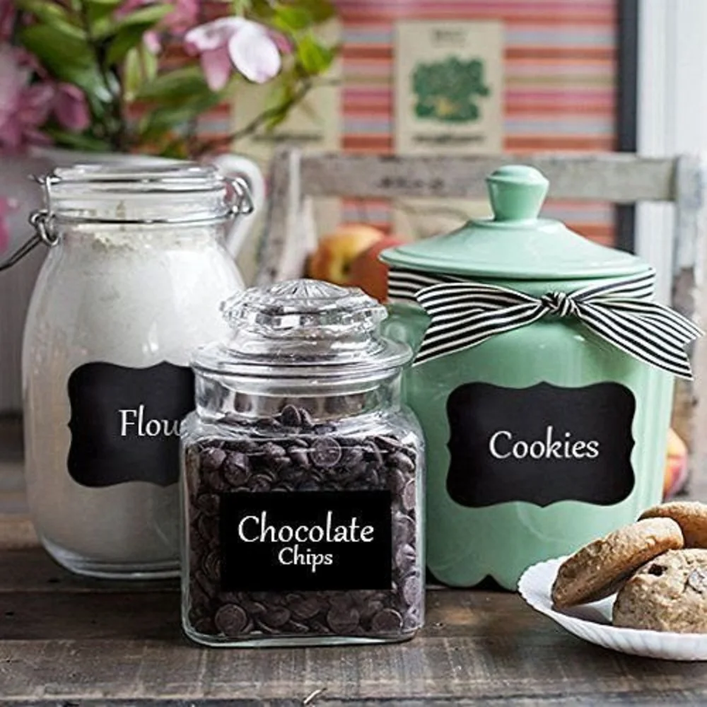 

80PCS/Lot Glass Bottle Stickers Waterproof Chalkboard Lables Tag Jar Organizer Windows Cup Can Storage Blackboard Stickers Home