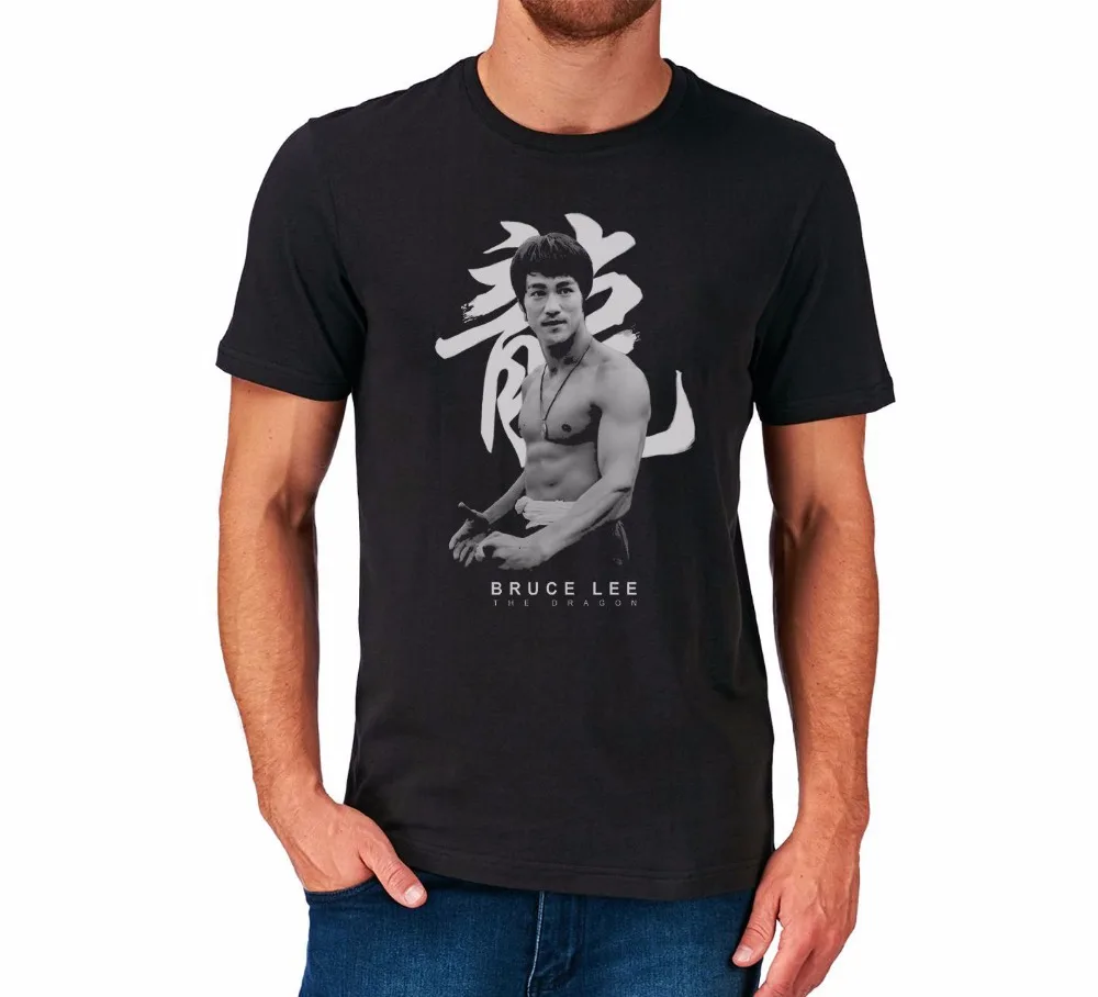 

2019 Fashion Short Sleeve bruce LEE T Shirt The Dragon Jeet Kune Do Martial Art Men's High Quality Tee shirt