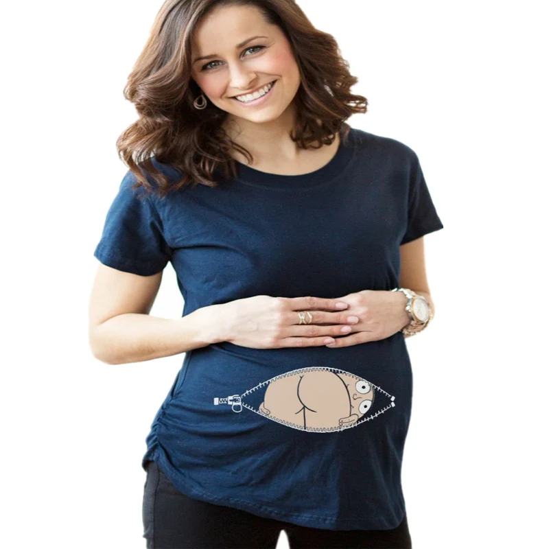 " baby buttock" Maternity Shirt Blue Color Bresterfeeding Tops T shirts