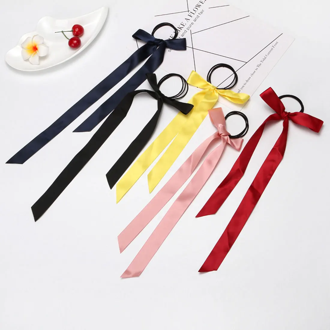 Elastic Hair Bands Bowknot Hair Ties Ribbon Bow Hair Rope Scrunchie