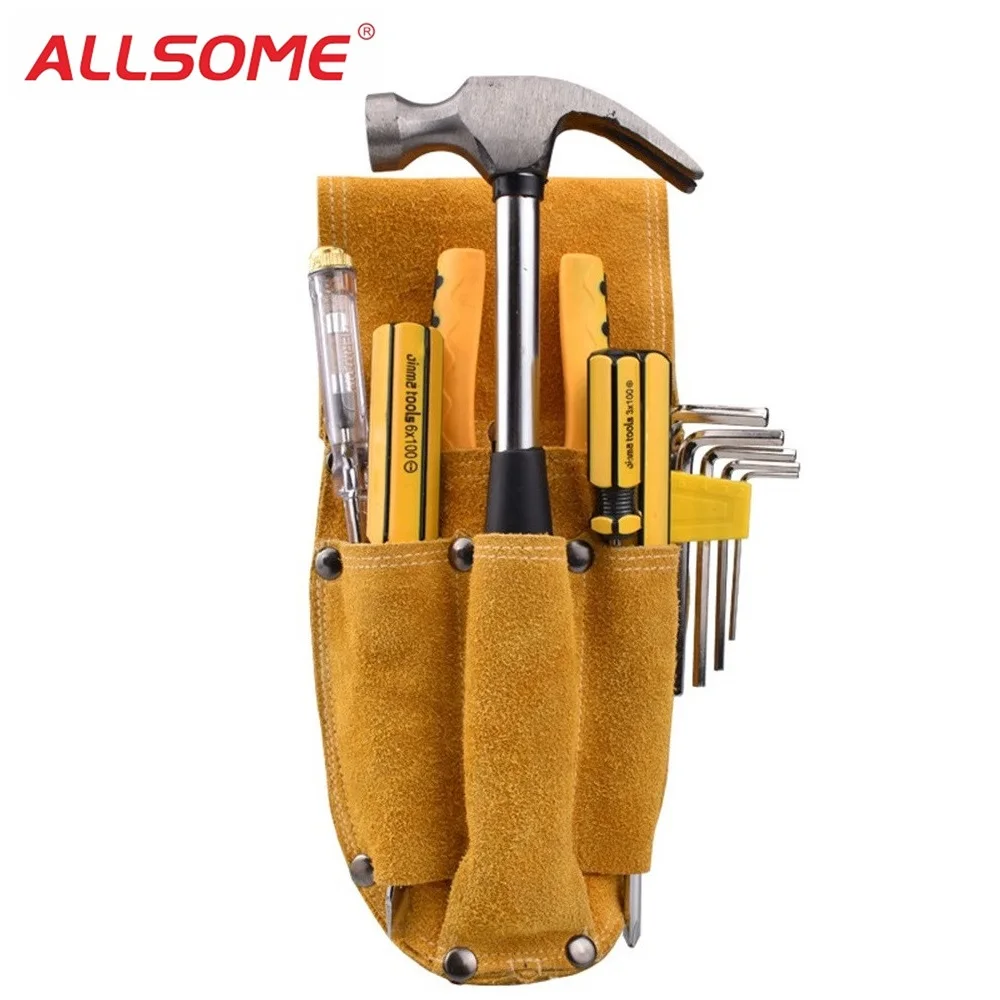 Buy ALLSOME Durable Leather Carpenter Electrician Tool Waist Bag Belt Pouch