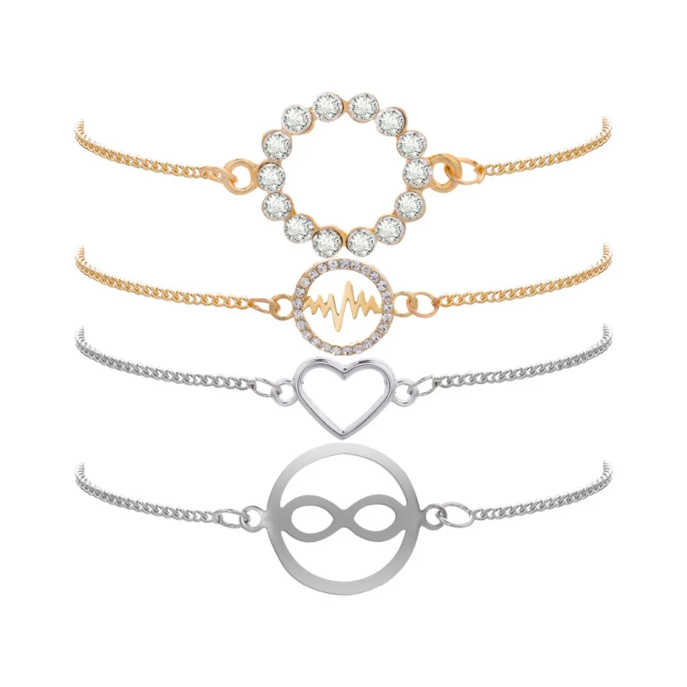 

4 piece/set Exquisite Fashion Geometry Personality Rhinestone Letter Drop Dangle Bracelet Women Luxury Simple Sexy TrendyBangle