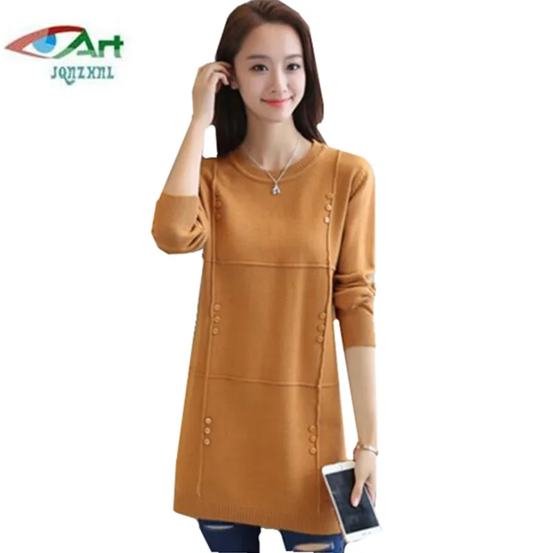 

2019 Spring Sweater Women Long Sleeve Turtleneck Solid Color Open fork Mid-length Crew Neck Sweater Loose Plus Size SweaterAS570