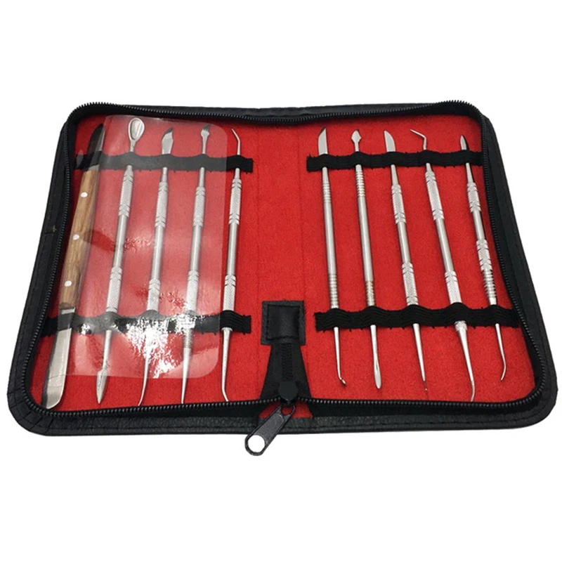 

10 Pcs/Set Stainless steel Dental Lab Equipment Wax Carving Tools Dentist Instruments Kit Dentist Care Cleaning Tool parts