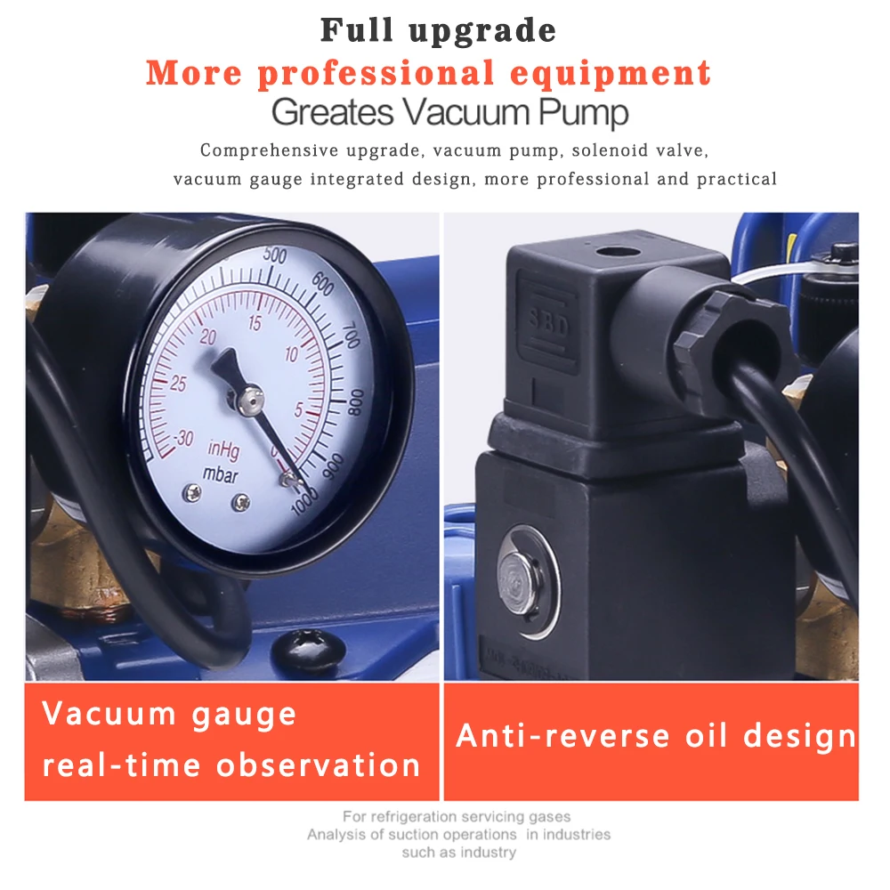 150 Вт 220 В роторный лопастной одноступенчатый Мини вакуумный насос для кондиционера с хладагентом стол манометр трубка хладагента