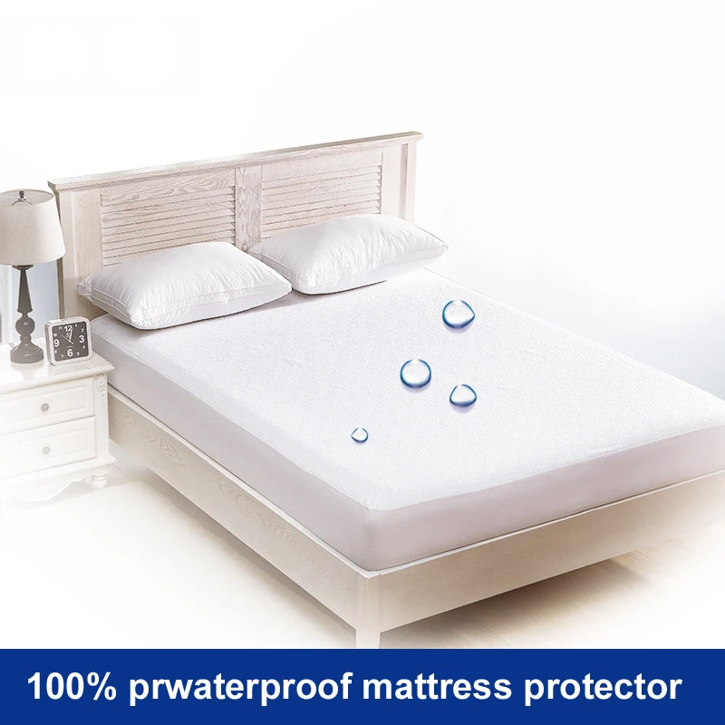 

100% Waterproof Mattress Protector Premium Hypoallergenic Terry Mattress Cover Fitted Sheet Elastic Band Twin Full Queen King