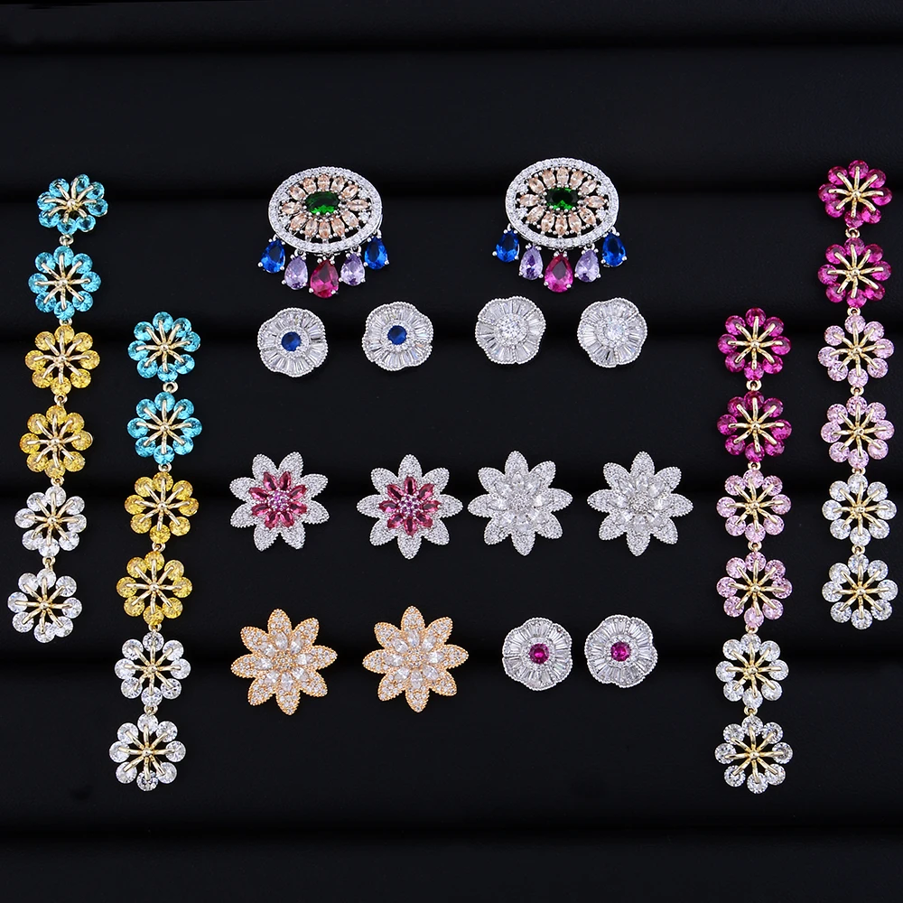 

Sparkling !!!! GODKI Daisy Flower Collection Fashion Elegant AAA Cubic Zirconia Women Bridal Stud Earrings High Quality