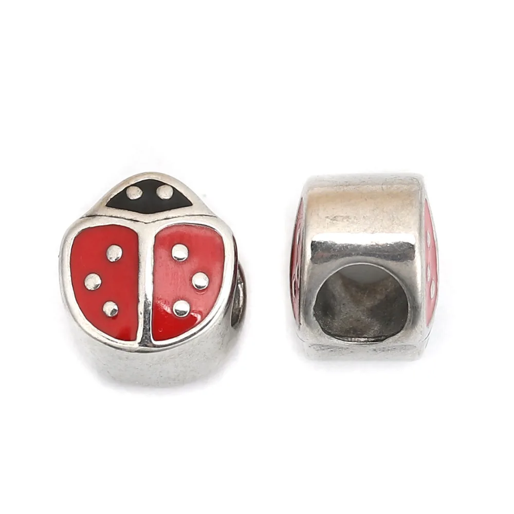 Doreen Box 304 Stainless Steel Spacer Beads Animal Silver Color Enamel 11mm( 3/8&quot) x 10mm( Hole: Approx 5.3mm 1 Piece | Украшения и